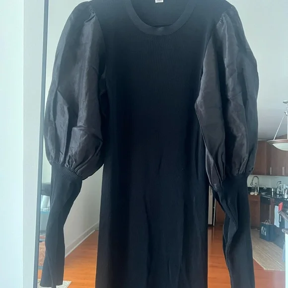 Toteme black long dress long ballon sleeves size M - Picture 3 of 4